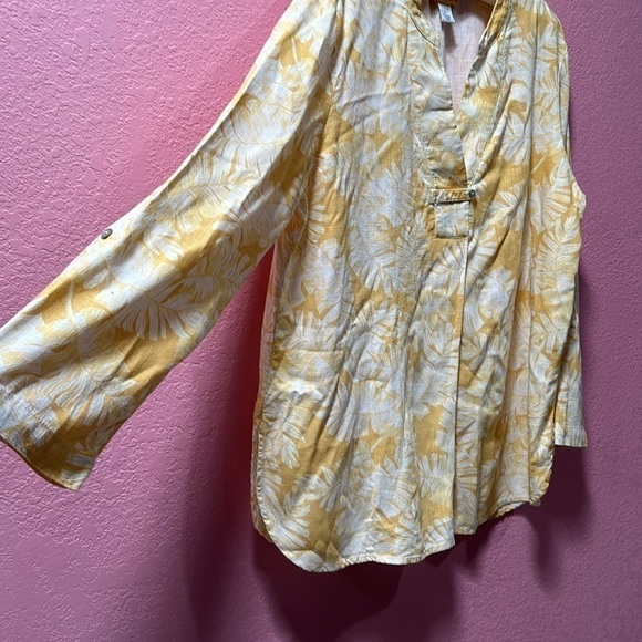 RUBY RD. Women’s White/Yellow Floral Hawaiian V-Neck Tunic Size L - Picture 5 of 5